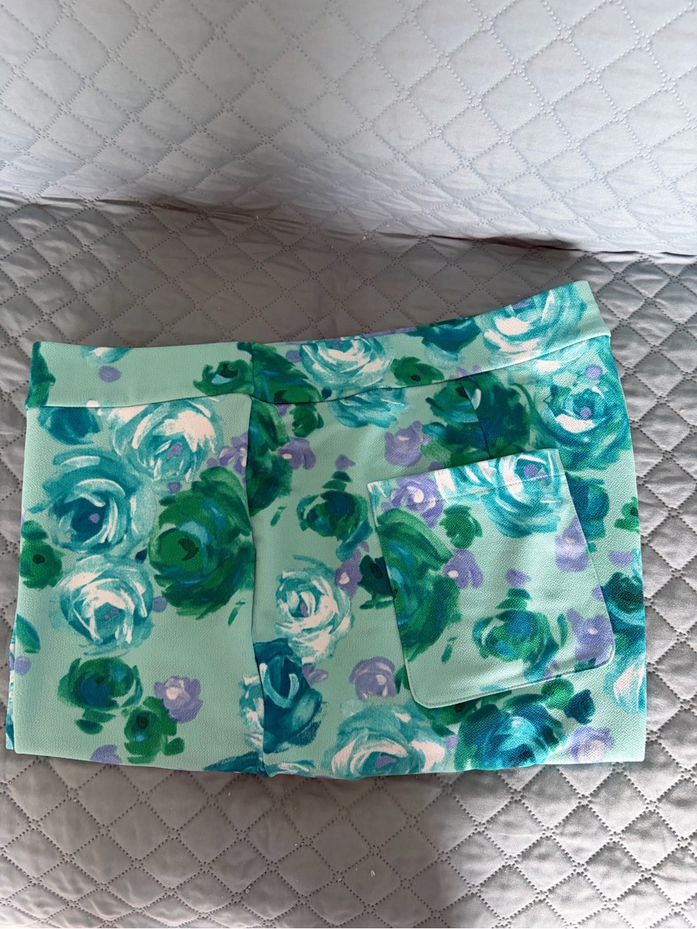 Isaac Mizrahi Aqua Teal Floral Print pants plus size 2X